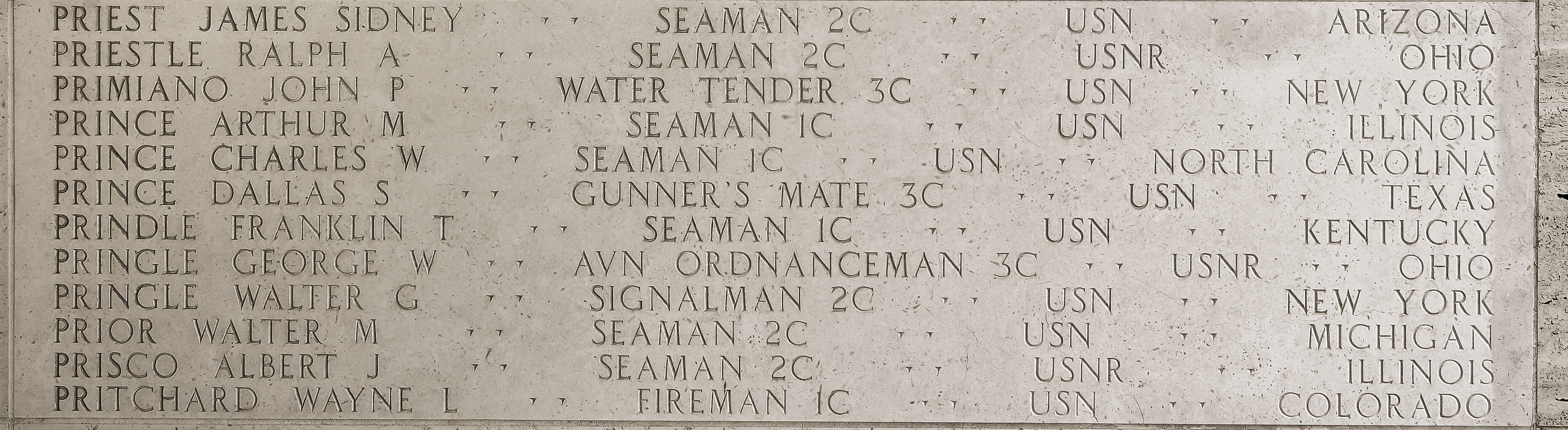 James Sidney Priest, Seaman Second Class